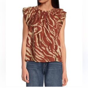 NWT Sam Edelman Women's Red  ( Rust) and Cream Top size XS